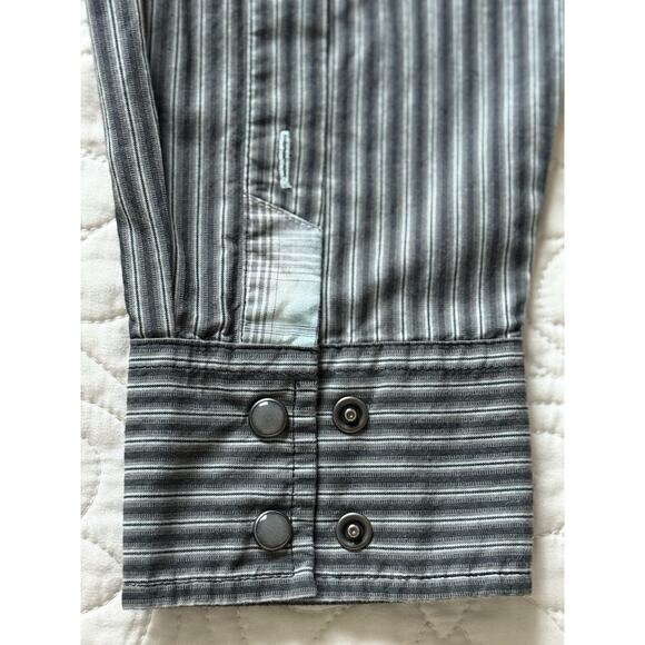 CINCH Men's Western Modern Fit Pearl Snap Long Sleeve Shirt Gray Stripe Sz L EUC - Picture 12 of 15